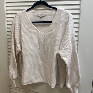 loft medium white sweater v neck